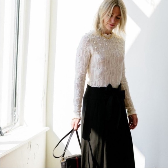 Ulla Johnson Celeste Pointelle Pullover Knit Cream Popcorn Sweater Size XS Petit - Picture 5 of 17